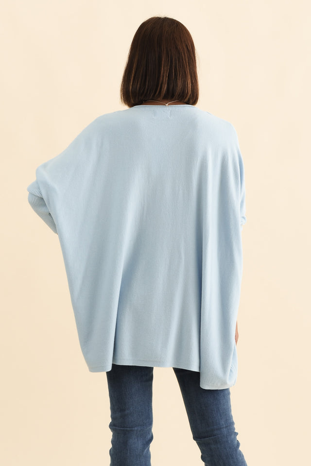 Nastia Light Blue Wool Blend Jumper,Brunette model,alt text|model:Cara image 6