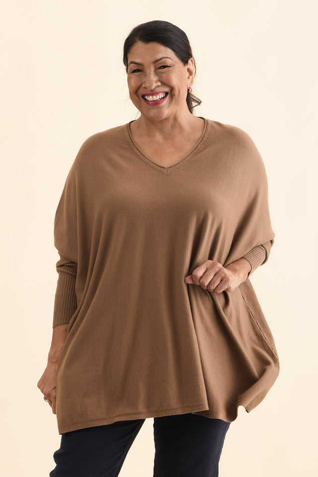 Nastia Mocha Wool Blend Jumper,Brunette model,alt text|model:Pilita image 9