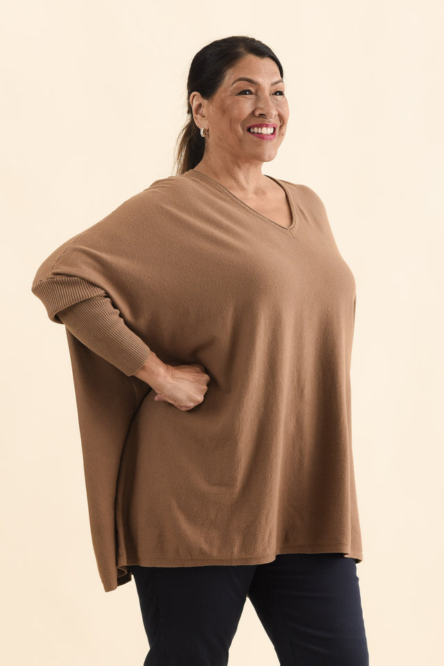 Nastia Mocha Wool Blend Jumper,Brunette model,alt text|model:Pilita image 11