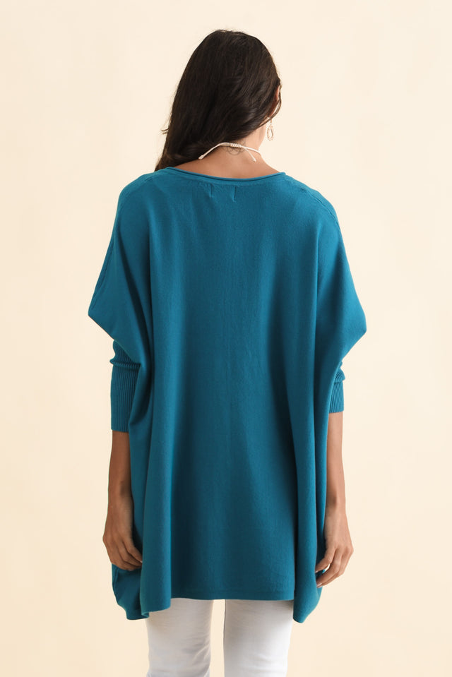 Nastia Teal Wool Blend Jumper,Brunette model,alt text|model:Brontie image 6