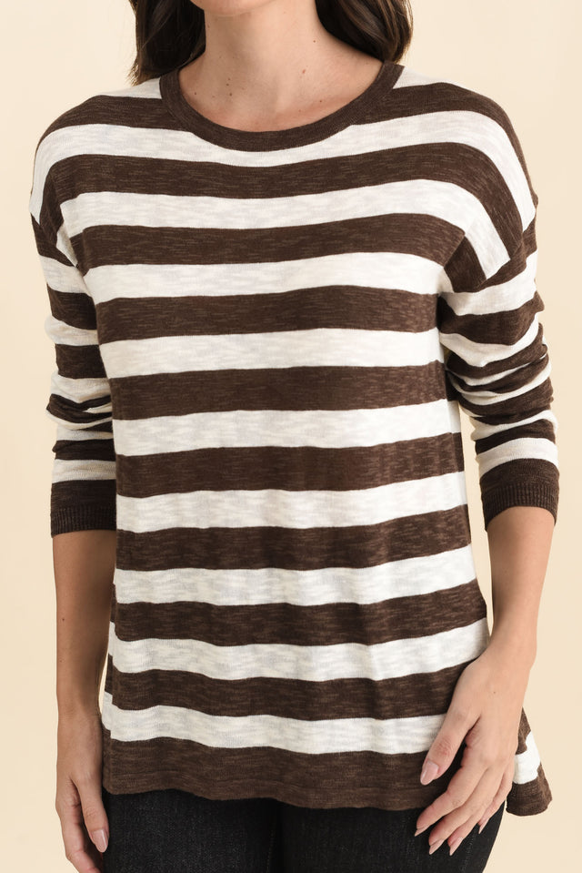 Natasha Chocolate Stripe Knit Top image 5