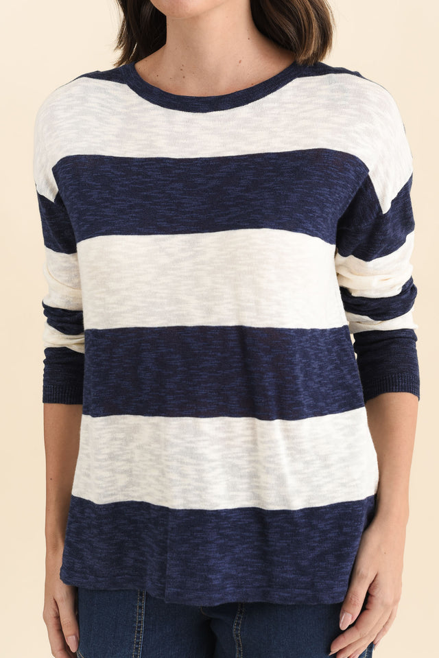 Natasha Dark Navy Stripe Knit Top image 7