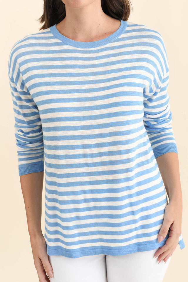 Natasha Sky Blue Stripe Knit Top image 6