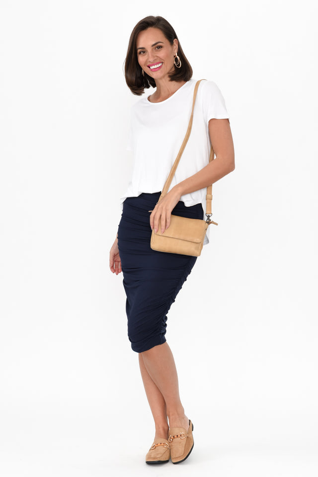 Navy Bamboo Ruched Skirt