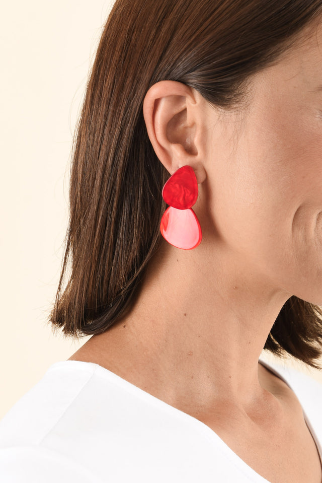 Nellary Red Marble Drop Earrings