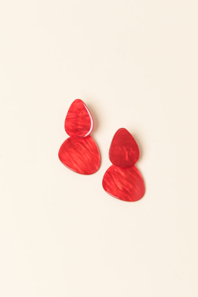 Nellary Red Marble Drop Earrings