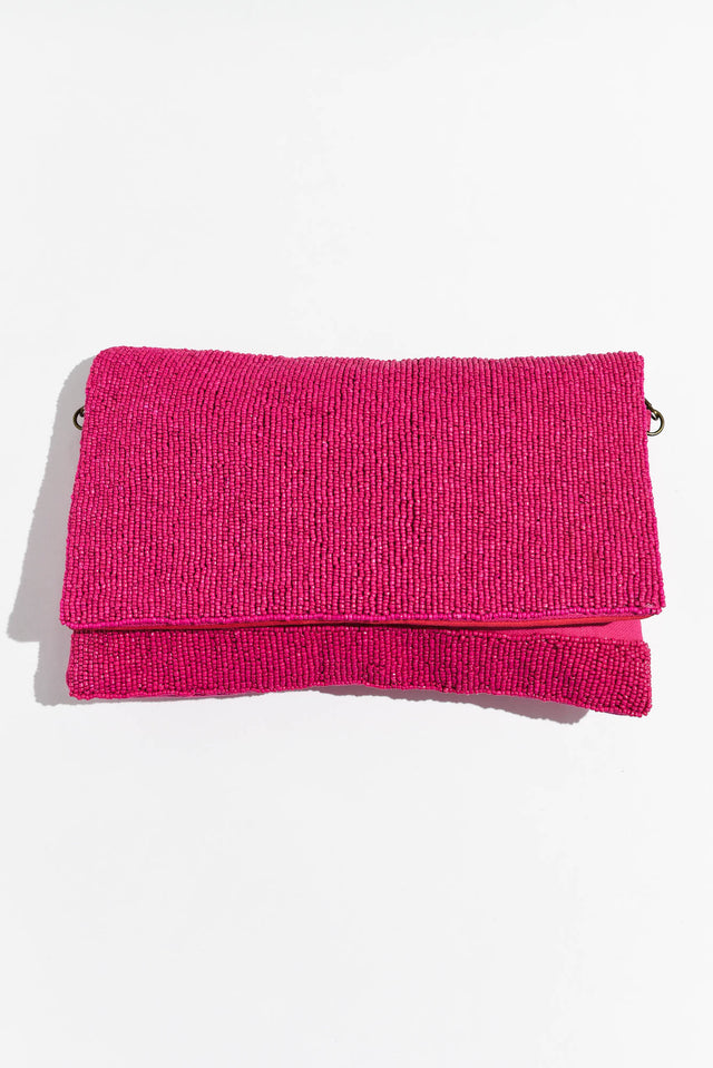 Nerissa Hot Pink Beaded Clutch