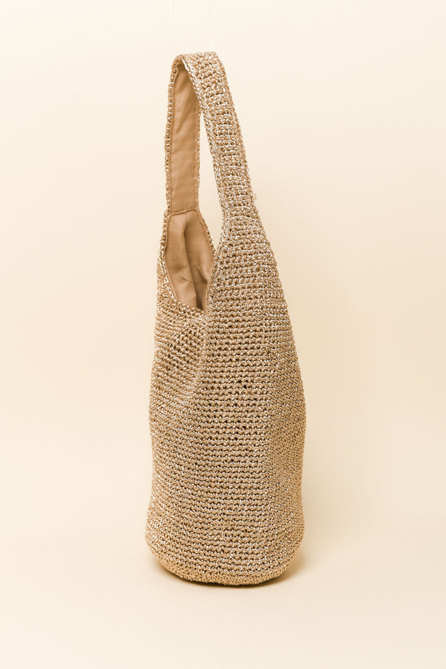 Nevada Gold Metallic Straw Shoulder Bag