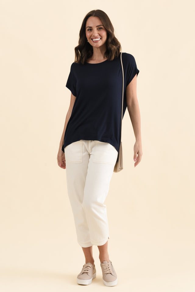 Newton Navy Drape Tee,Full Body,Brunette model,alt text|model:MJ image 3