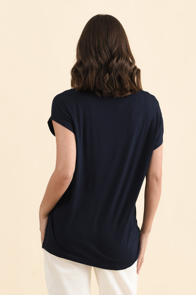 Newton Navy Drape Tee,Back,Brunette model,alt text|model:MJ image 5