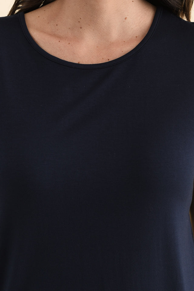 Newton Navy Drape Tee,Detail,Brunette model,alt text|model:MJ image 6