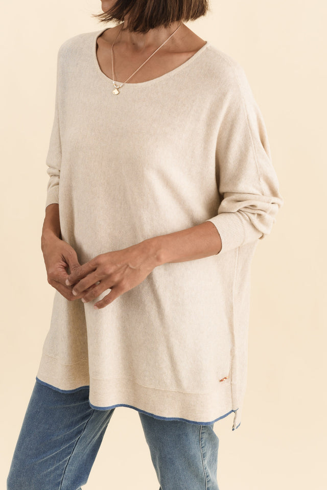 Nick Beige Organic Cotton Knit Jumper,Brunette model,alt text|model:Cara image 5