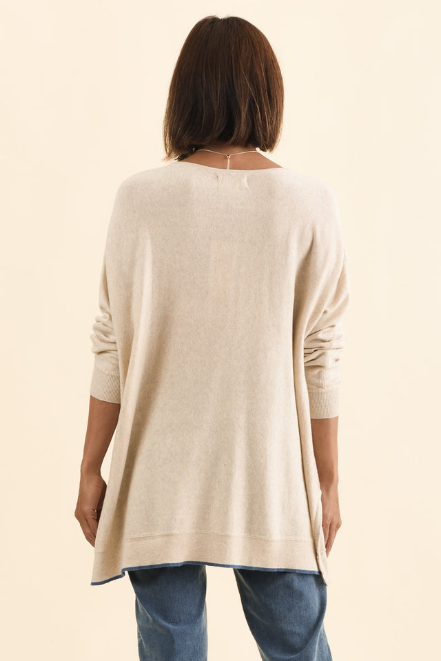 Nick Beige Organic Cotton Knit Jumper,Brunette model,alt text|model:Cara image 6