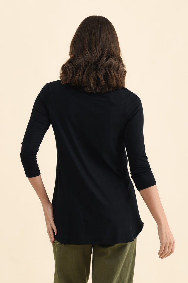 Nicky Black 3/4 Sleeve Top,Back,Brunette model,alt text|model:MJ image 5
