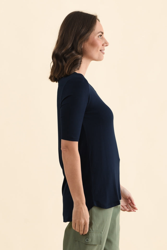 Nicky Navy Half Sleeve Top,Side,Brunette model,alt text|model:MJ image 4