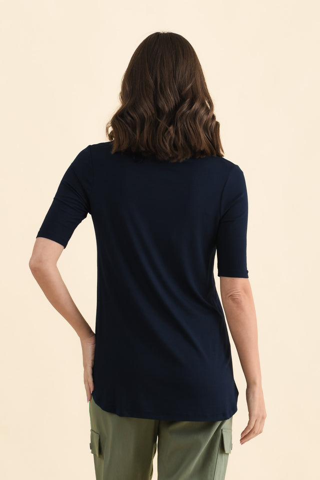 Nicky Navy Half Sleeve Top,Back,Brunette model,alt text|model:MJ image 5