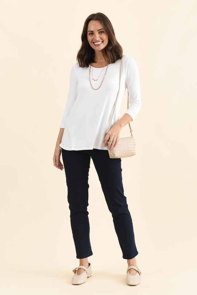 Nicky White 3/4 Sleeve Top,Full Body,Brunette model,alt text|model:MJ image 3