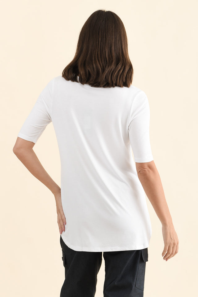 Nicky White Half Sleeve Top,Back,Brunette model,alt text|model:MJ image 5
