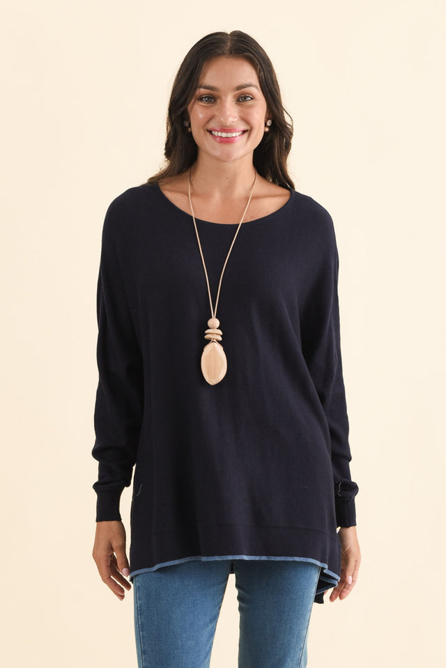 Nick Navy Organic Cotton Knit Jumper image 1