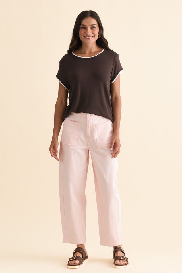 Nina Pink Cotton Barrel Pants,Full Body,Brunette model,alt text|model:Brontie image 2