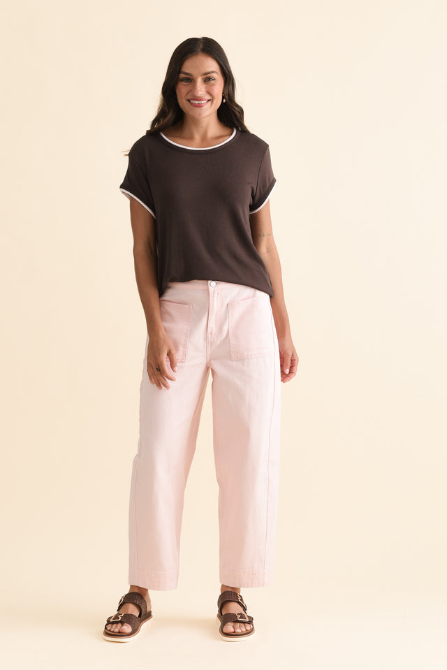 Nina Pink Cotton Barrel Pants,Full Body,Brunette model,alt text|model:Brontie image 6