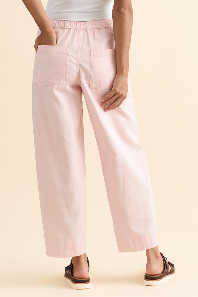 Nina Pink Cotton Barrel Pants,Back,Brunette model,alt text|model:Brontie image 4