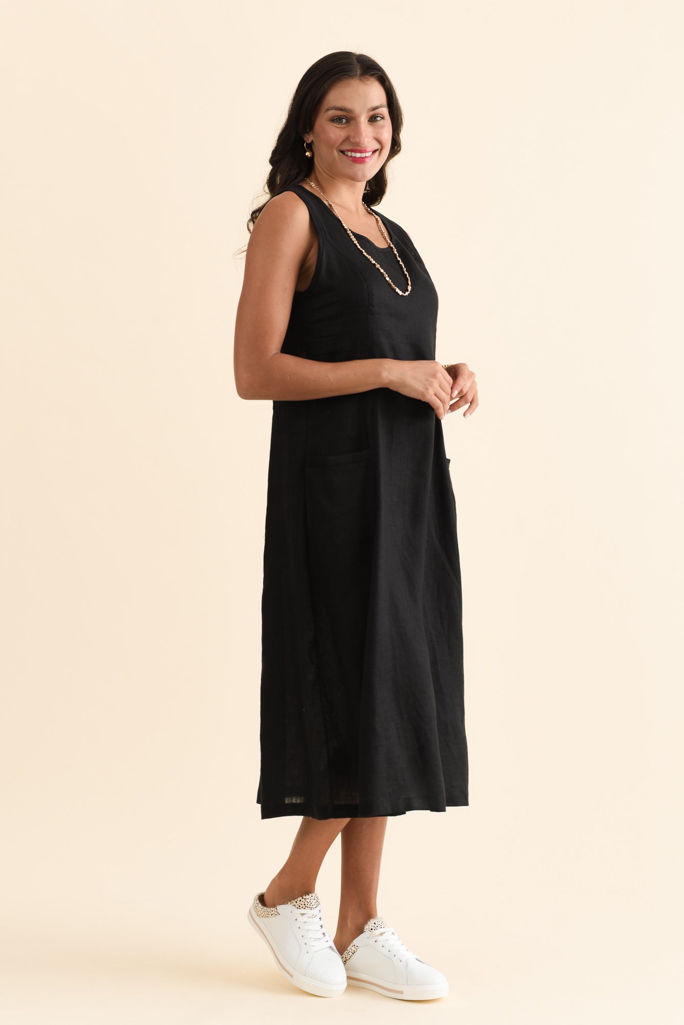 Noah Black Linen Pocket Dress
