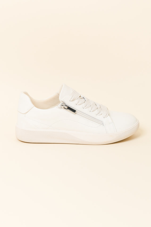 Noemi White Leather Zip Sneaker image 1