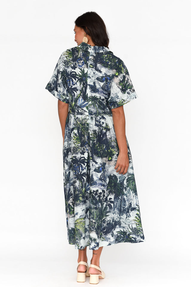 Normie Blue Tropical Belted Dress image 4