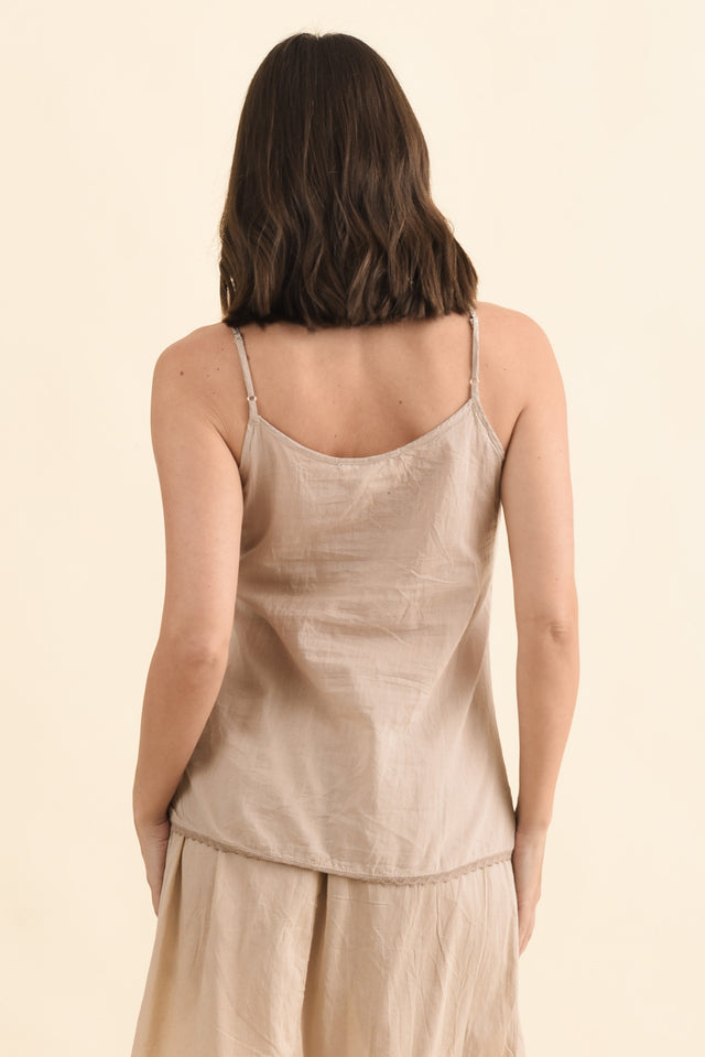 Nude Cotton Slip Cami,Brunette model,alt text|model:MJ image 4
