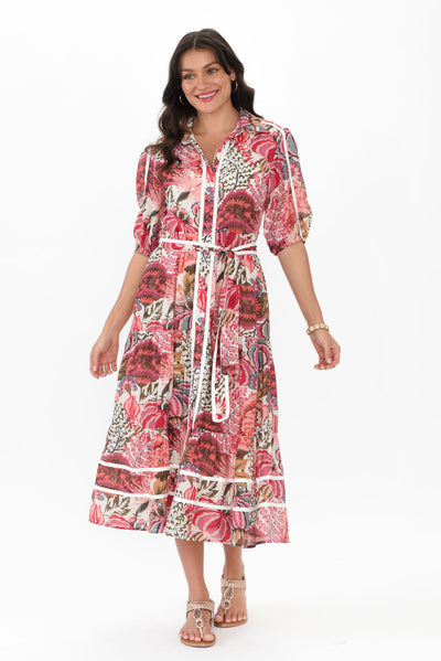 Nylah Pink Floral Cotton Blend Dress