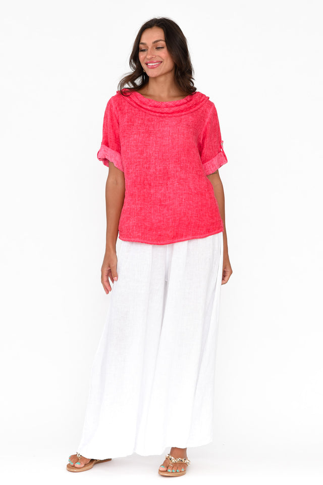 Nylia Berry Cowl Neck Linen Top banner image