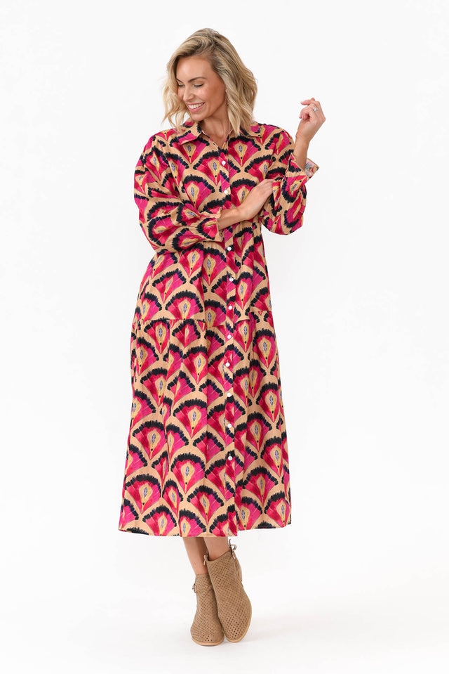 Nyssa Pink Geo Linen Blend Dress image 2