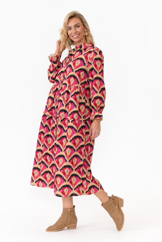 Nyssa Pink Geo Linen Blend Dress image 4