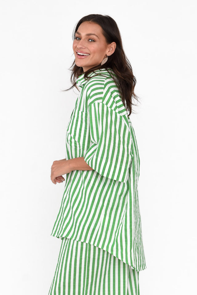 Nyx Green Stripe Cotton Blend Shirt