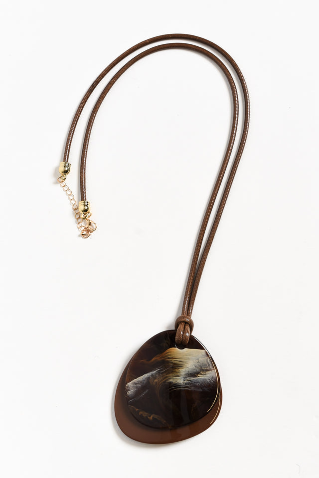 Obre Brown Oval Pendant Necklace image 1