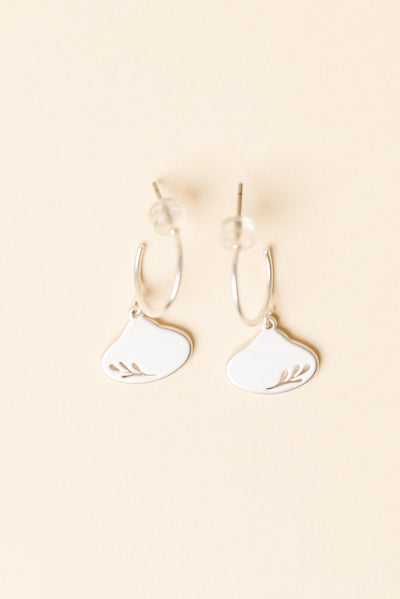 Odilia Silver Leaf Hoop Earrings