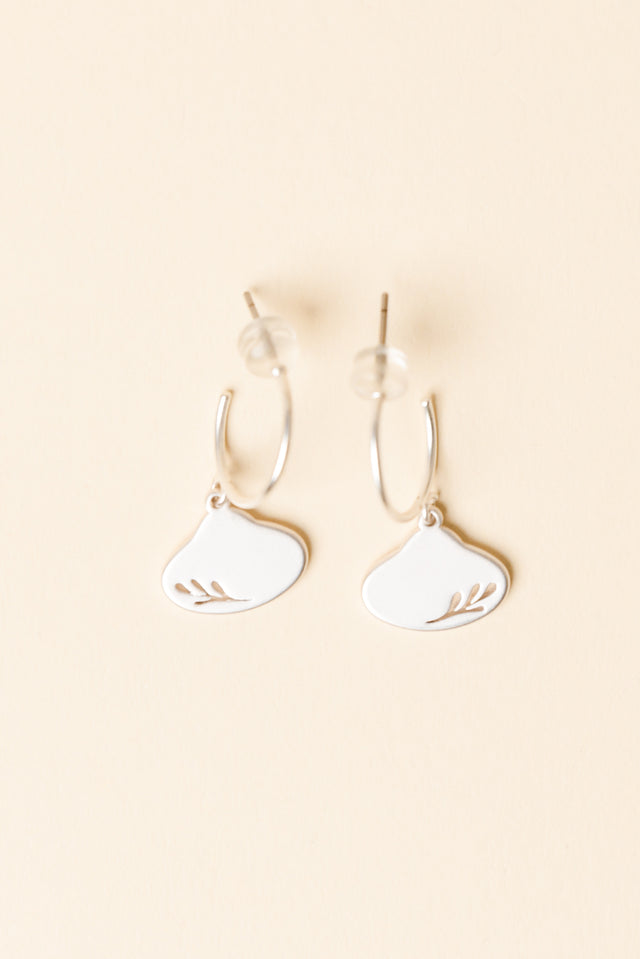 Odilia Silver Leaf Hoop Earrings