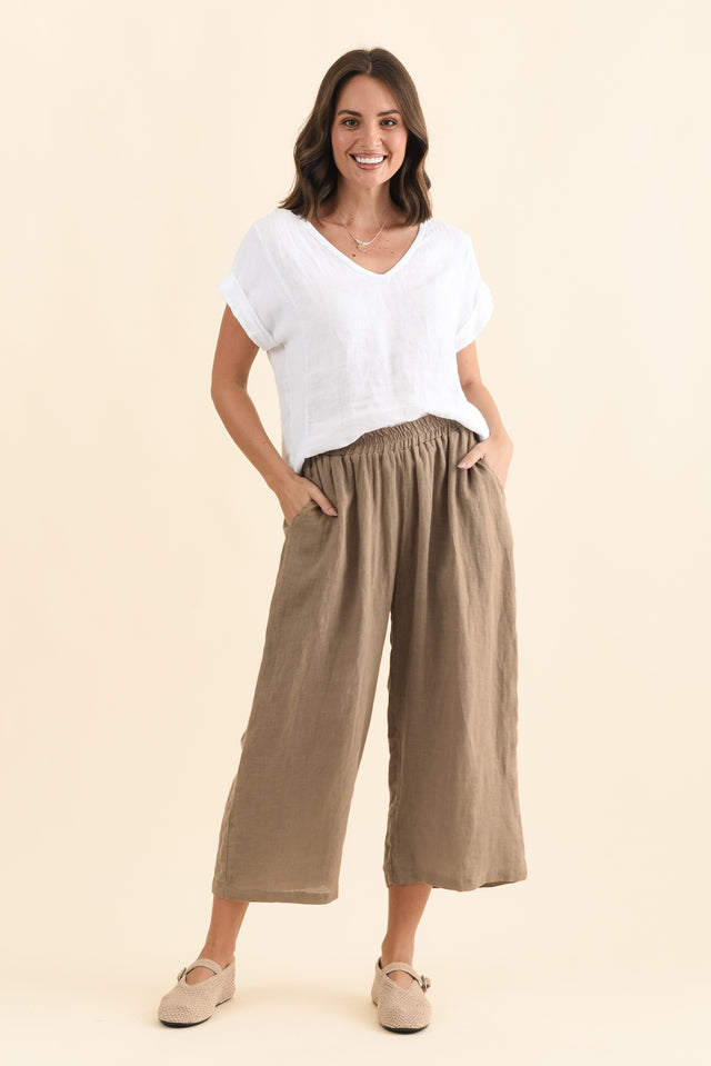 Olga Mocha Linen Wide Leg Pants image 8