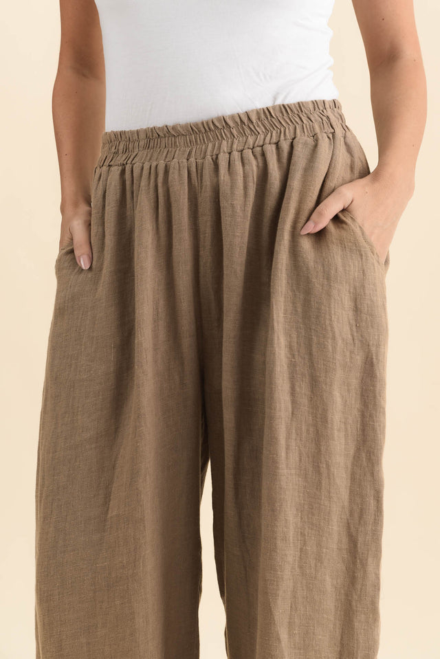 Olga Mocha Linen Wide Leg Pants image 7