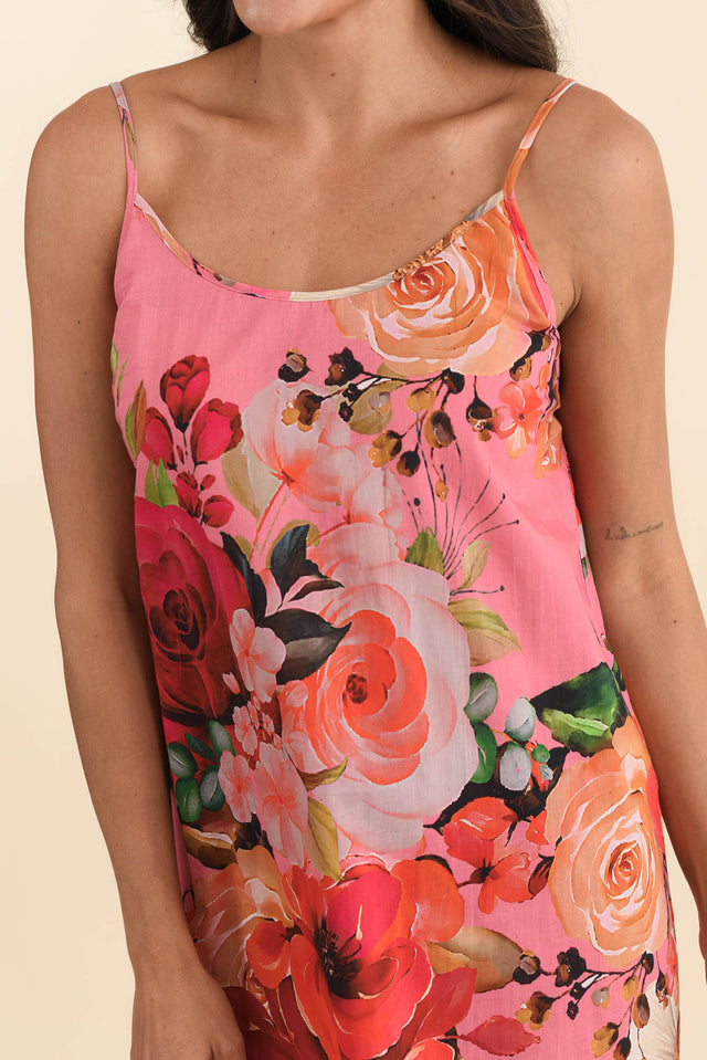 Olina Pink Rose Cotton Nightie,Brunette model,alt text|model:Brontie image 5