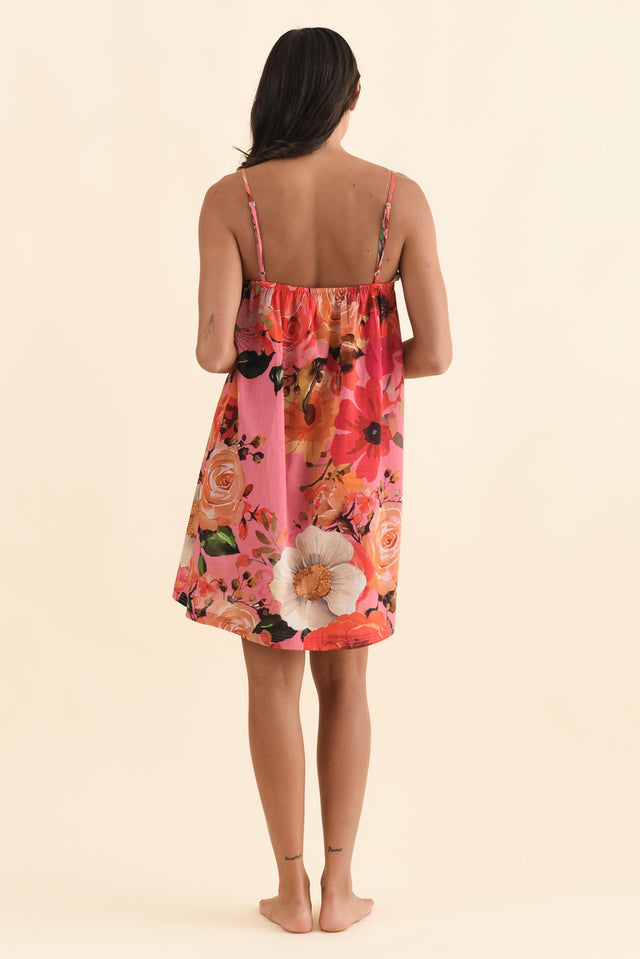 Olina Pink Rose Cotton Nightie,Brunette model,alt text|model:Brontie image 4