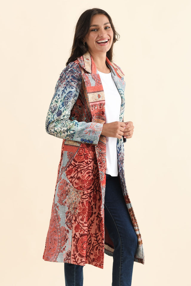 Oliver Red Tile Pocket Coat,Brunette model,alt text|model:Brontie image 4