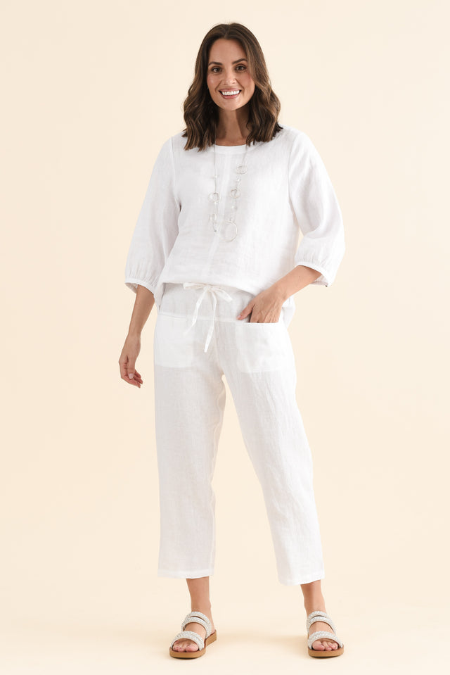 Oman White Linen Drawstring Pants image 6
