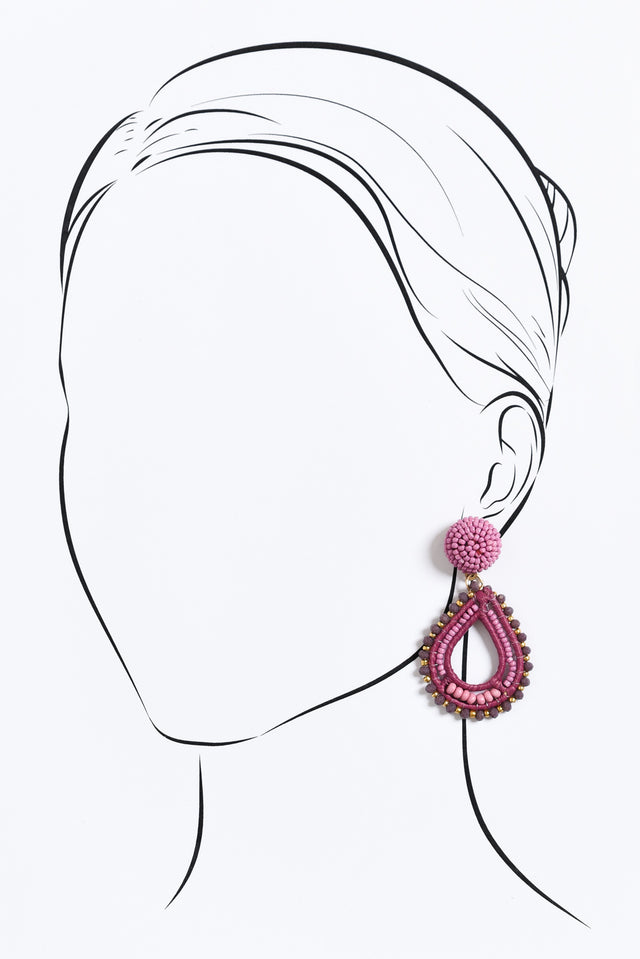 Oona Lilac Beaded Teardrop Earrings image 2