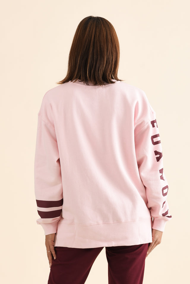 Origin Pink Cotton Crewneck Sweatshirt,Back,Brunette model,alt text|model:Cara image 4