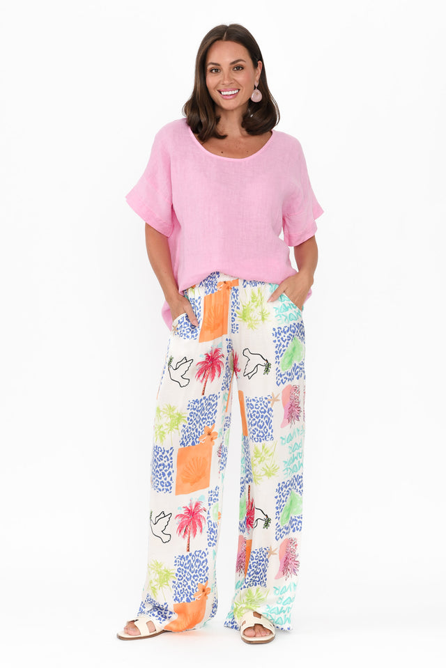 Orina White Jungle Wide Leg Pants