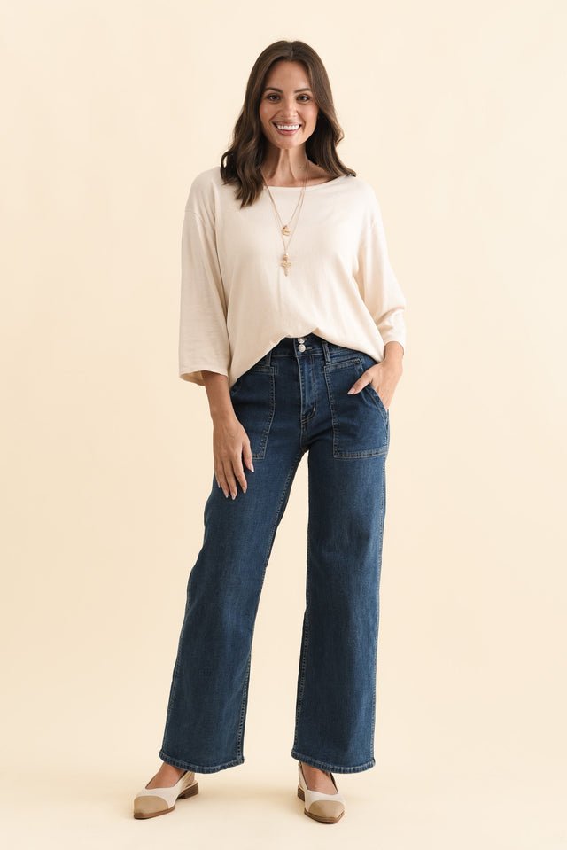 Orwell Blue Straight Leg Jeans,Brunette model,alt text|model:MJ image 8