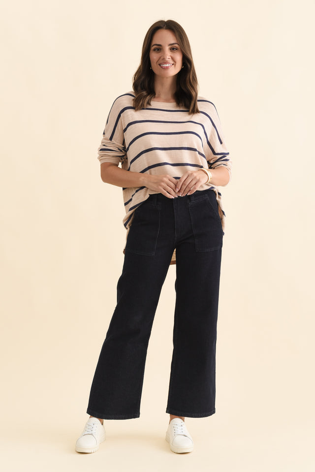 Orwell Dark Blue Straight Leg Jeans,Brunette model,alt text|model:MJ image 8