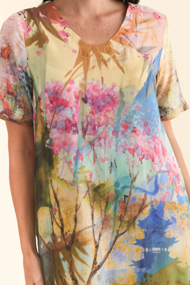 Osaka Pink Blossom Pocket Dress,Brunette model,alt text|model:MJ image 6